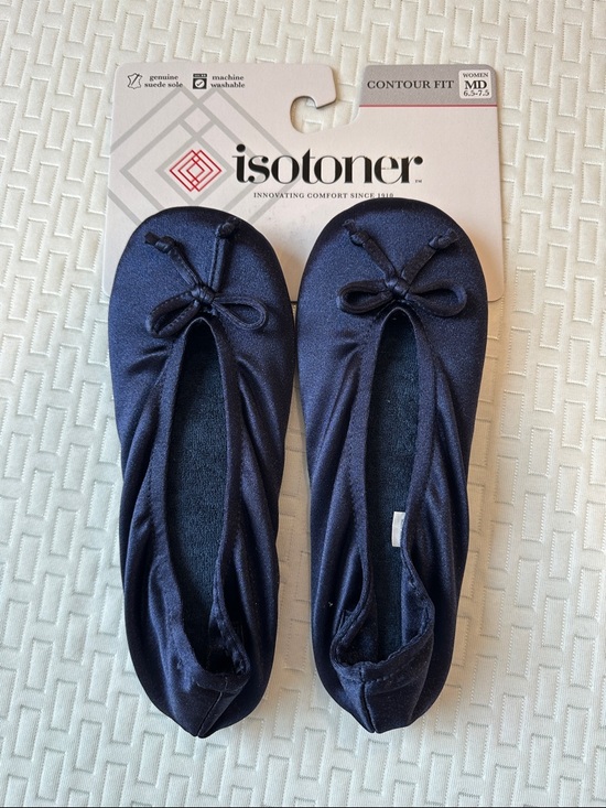 isotoner Shoes - isotoner Navy Satin Ballerina Slippers
